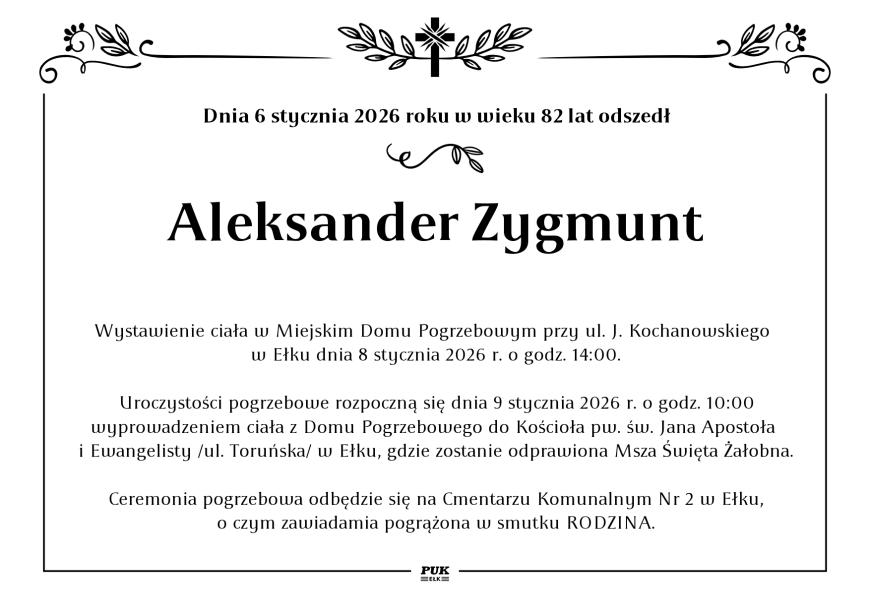 Aleksander Zygmunt - nekrolog